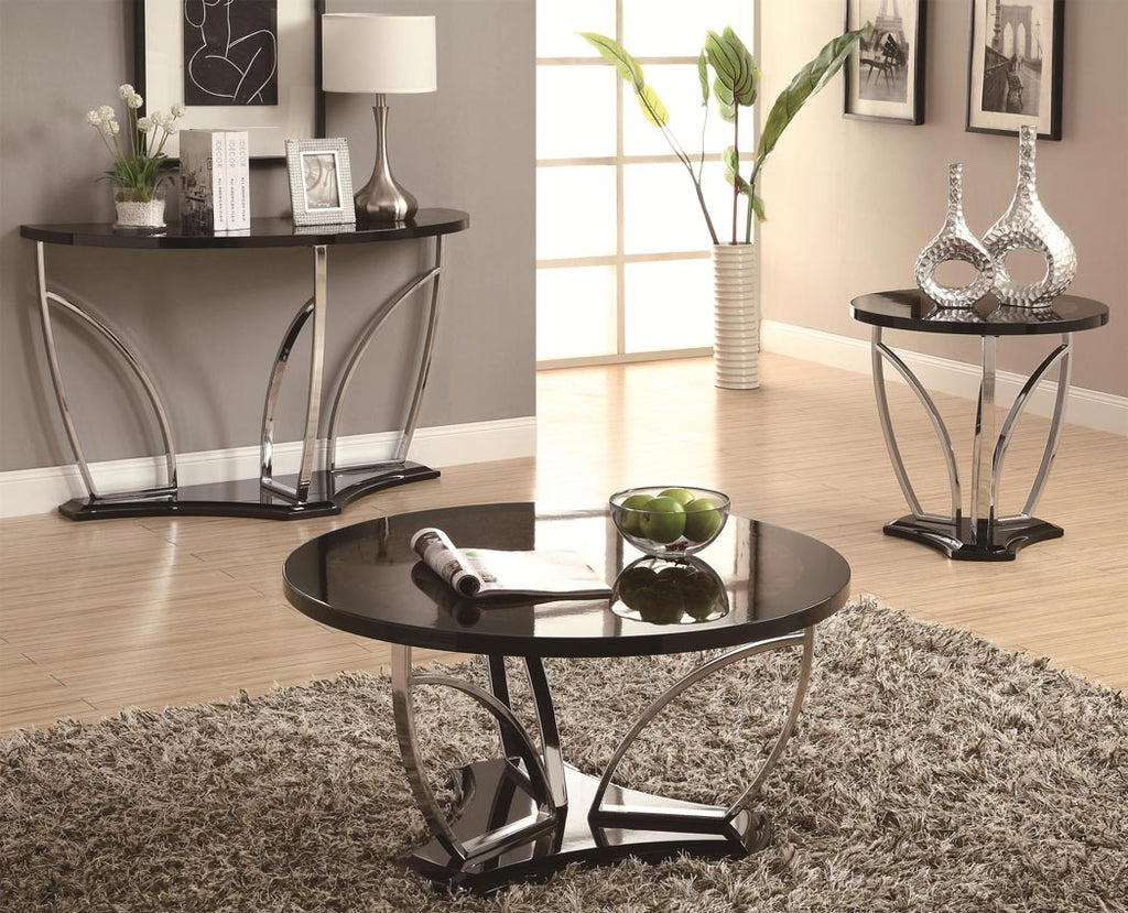 Contemporary Faux Marble Coffee Table with Chrome Legs