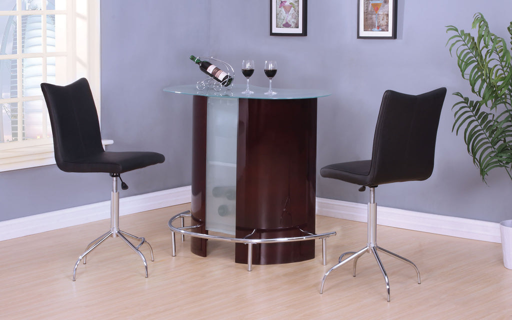 3 Piece Wine and Chrome Finish Bar Set