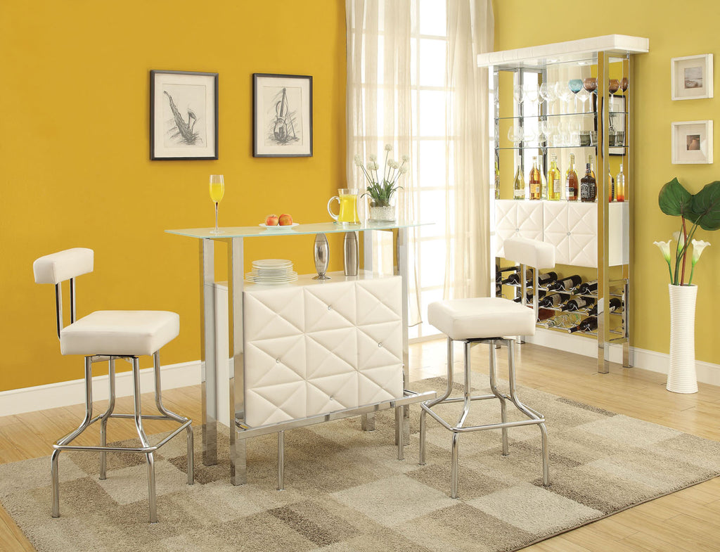3 Piece White Modern Bar Set