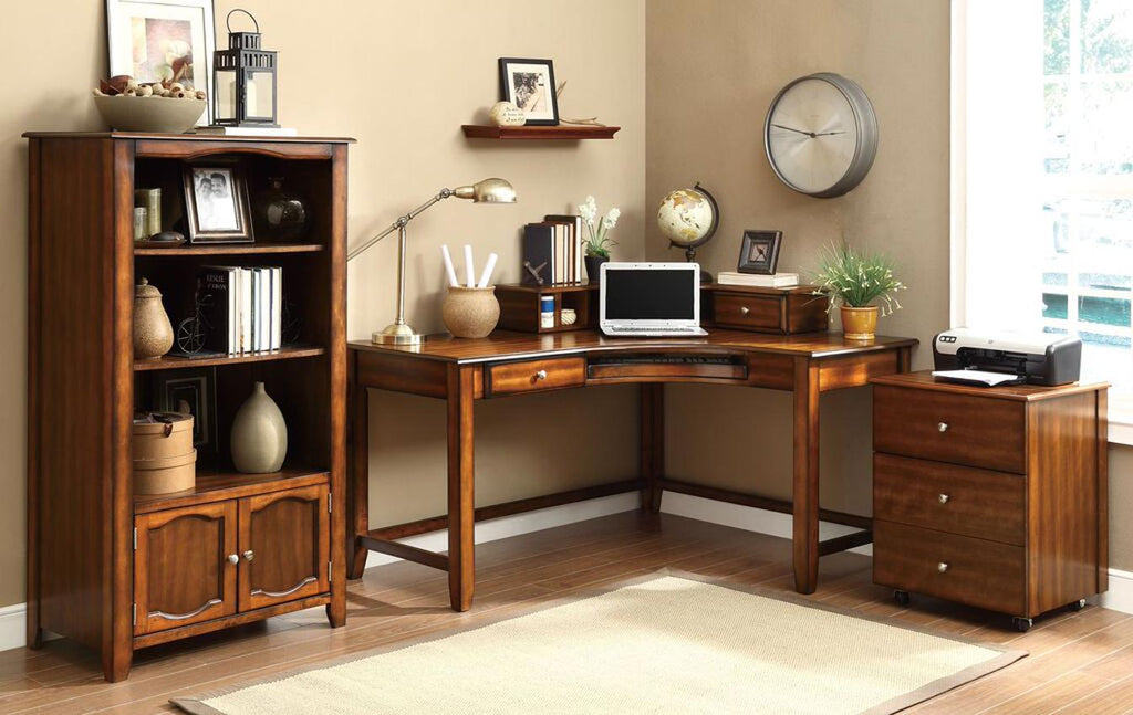 Brown Curved Desk