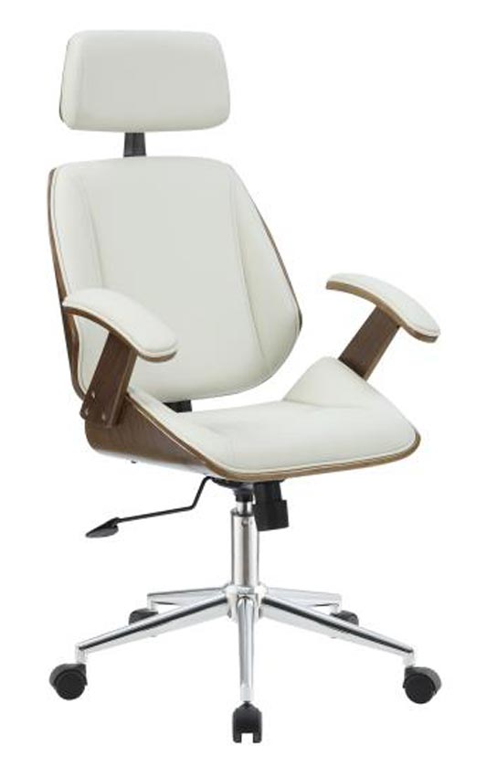 Ecru Leatherette with Walnut/Chrome