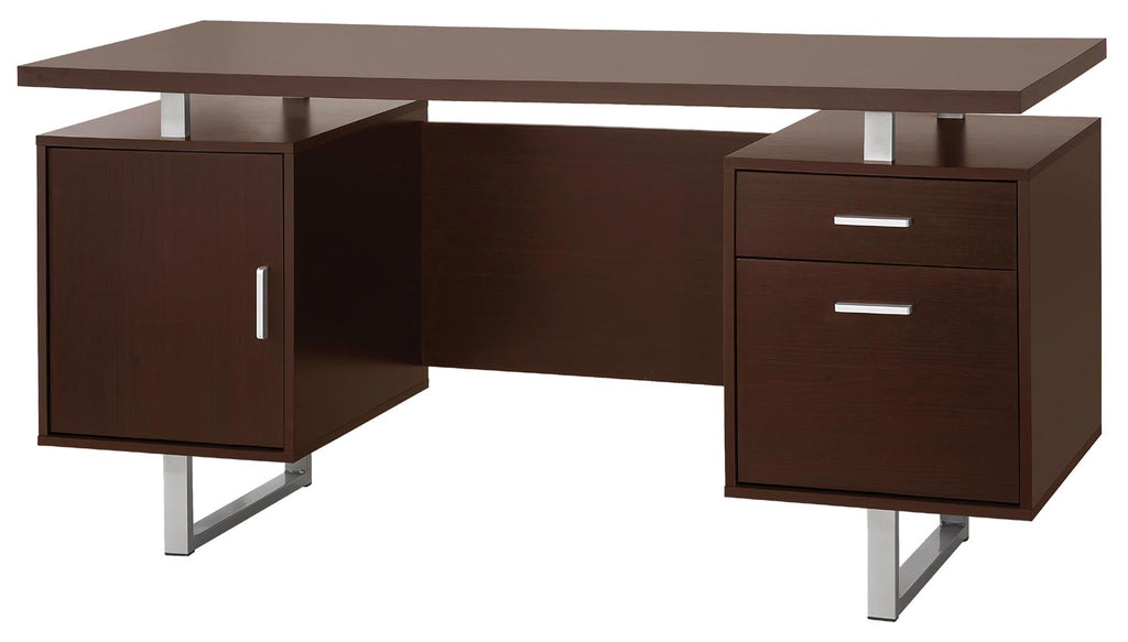 Double Pedestal Office Desk with Metal Sled Legs