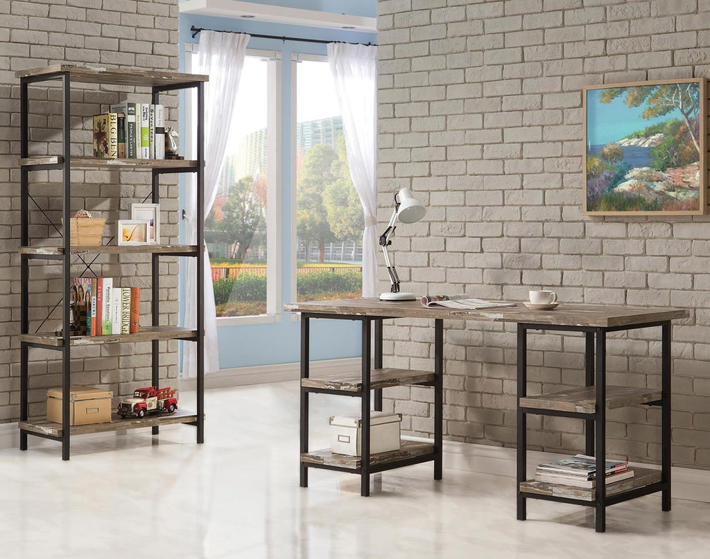 Skelton Modern Rustic Writing Desk with Metal Frame