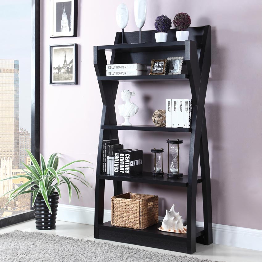 Black Bookcase with X-Design