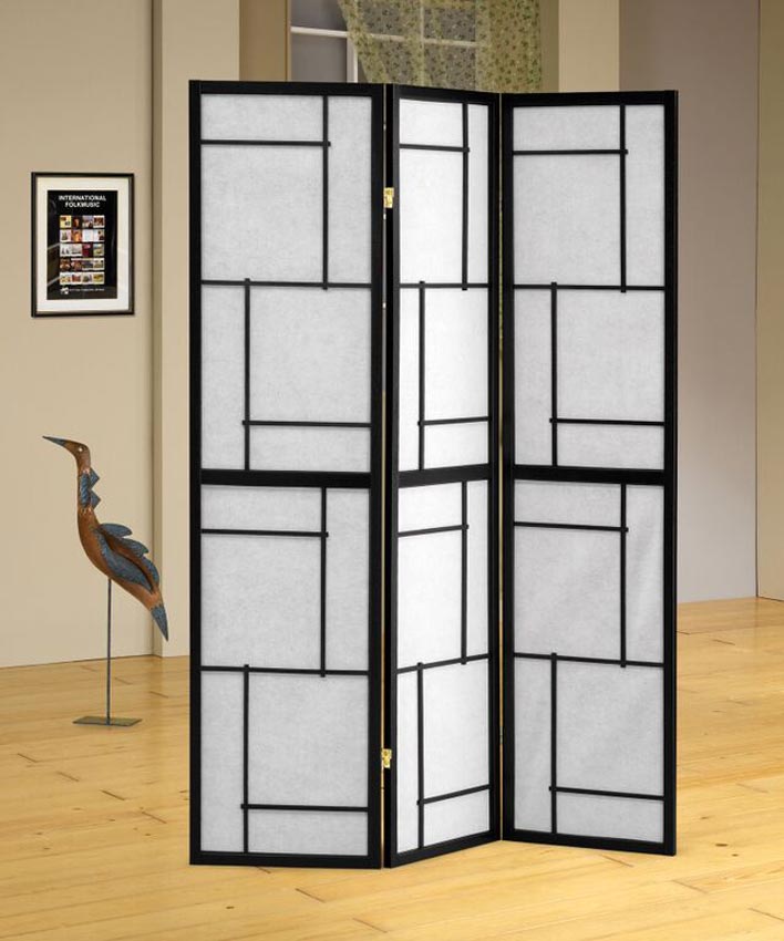 Black Finish Transitional Room Divider