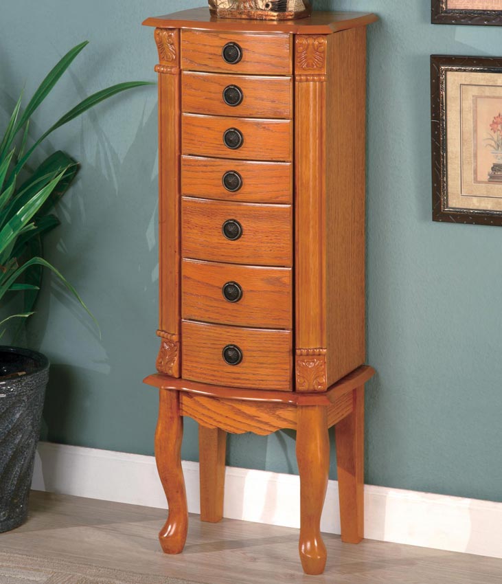Classic Oak Jewelry Armoire