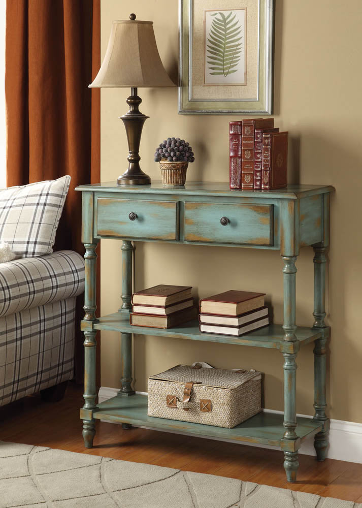 Antique Green Finish Console Table