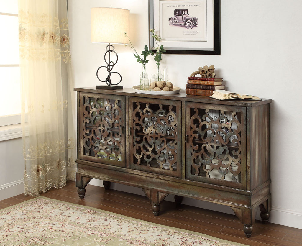 Weathered Oak Wood Finish Console Table