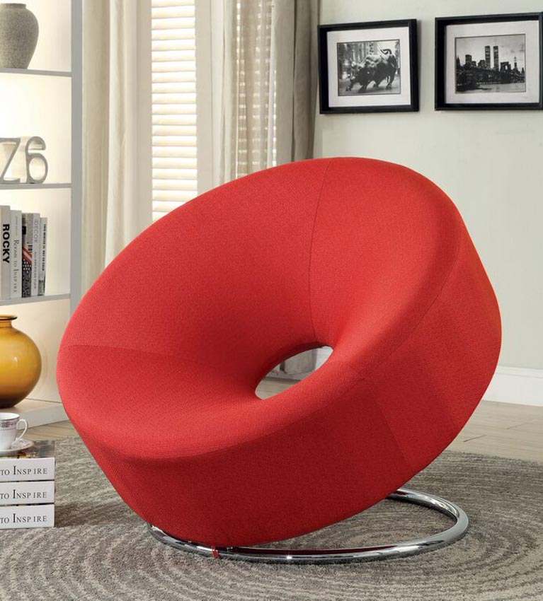 Red Linen Contemporary Chair