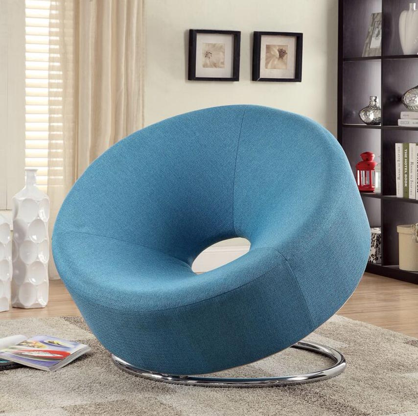 Blue Linen Contemporary Chair