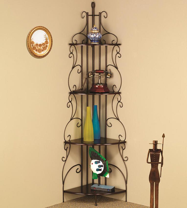 Copper Finished Corner Rack with 4 Shelves