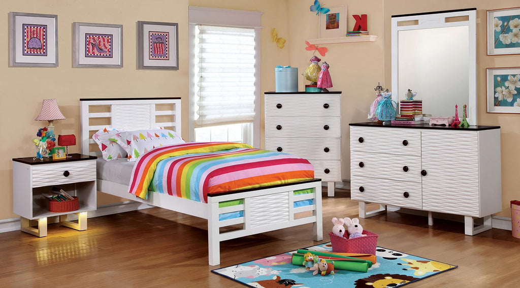 Contemporary Style White Bed Frame