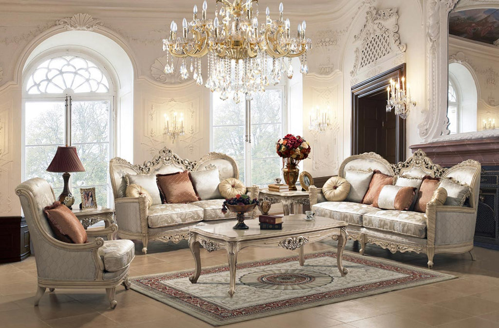 2 Pcs Ivory Elegant living Room Set