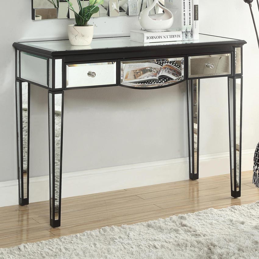 Black Console Table with Mirror