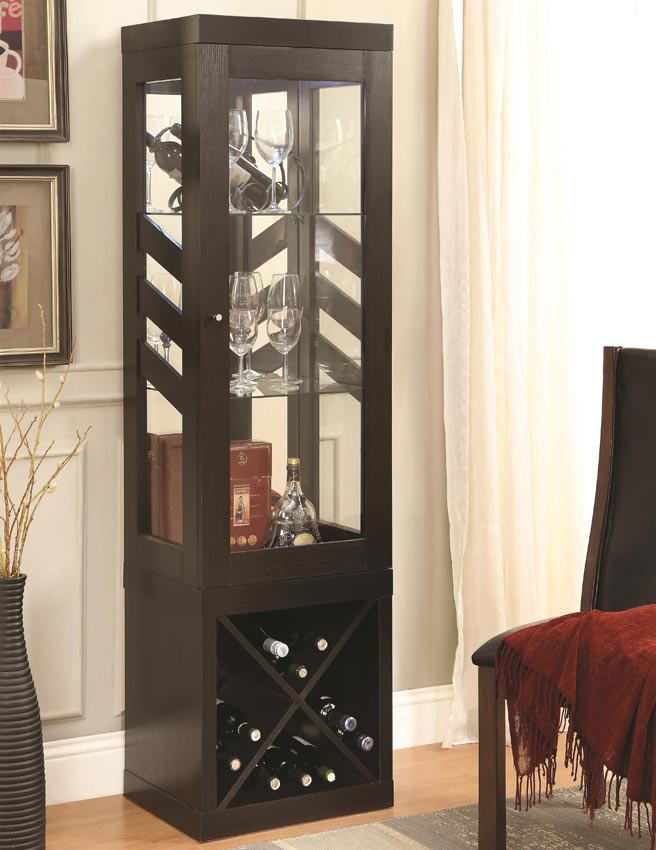 Modern Curio Cabinet with Wine Rack