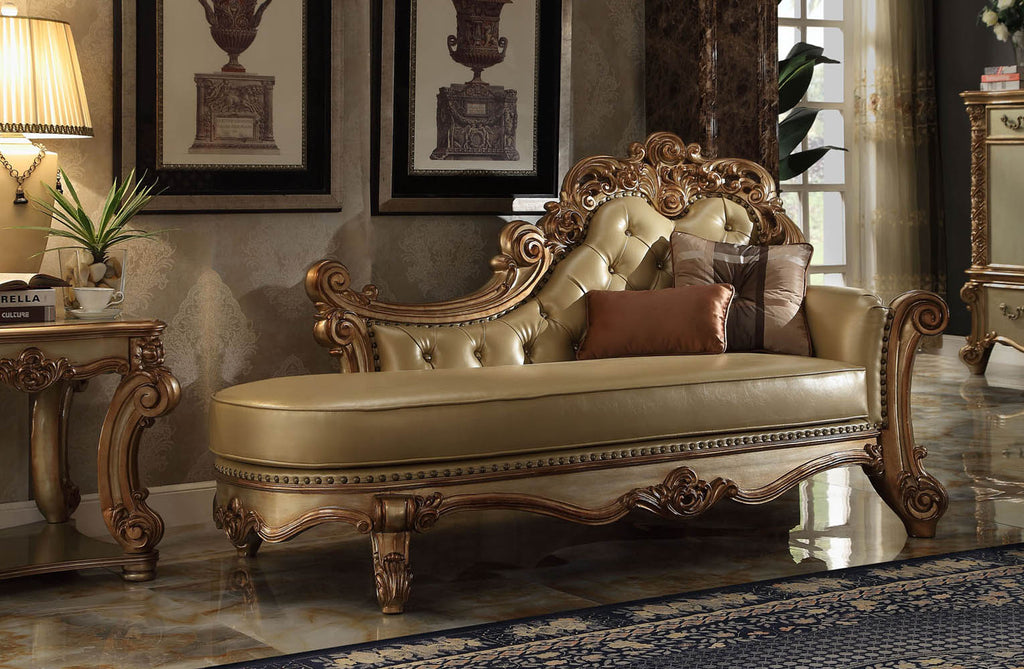 Gold Patina Finish Chaise