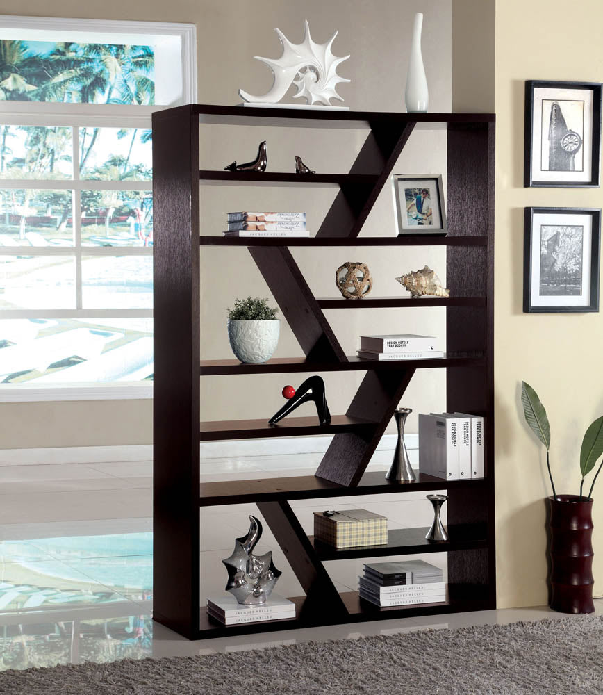 Zig Zag Espresso Finish Book Shelf