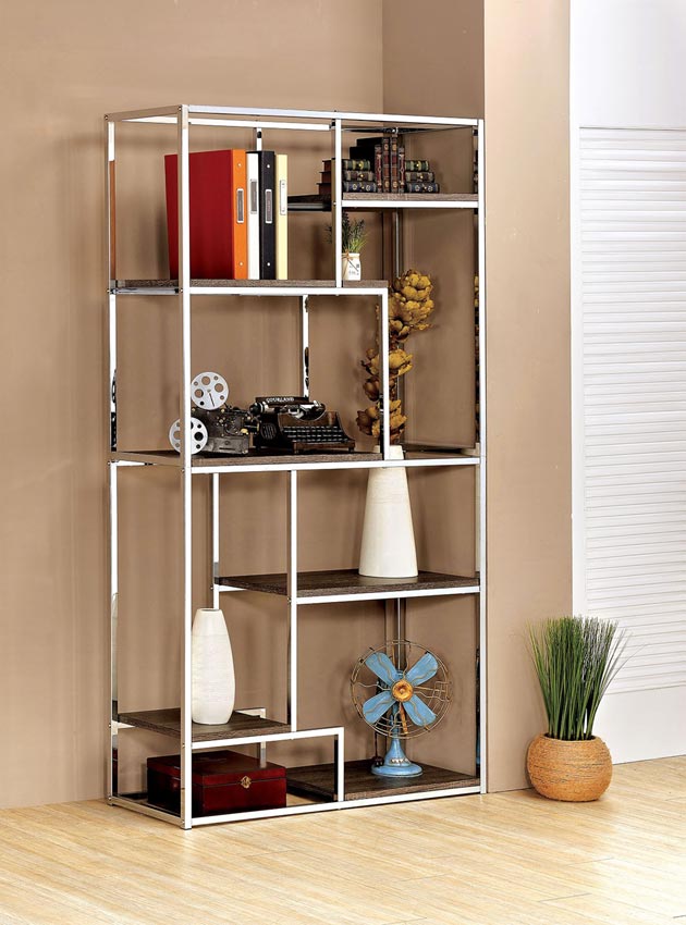 Contemporary Champagne or Chrome Book Shelf