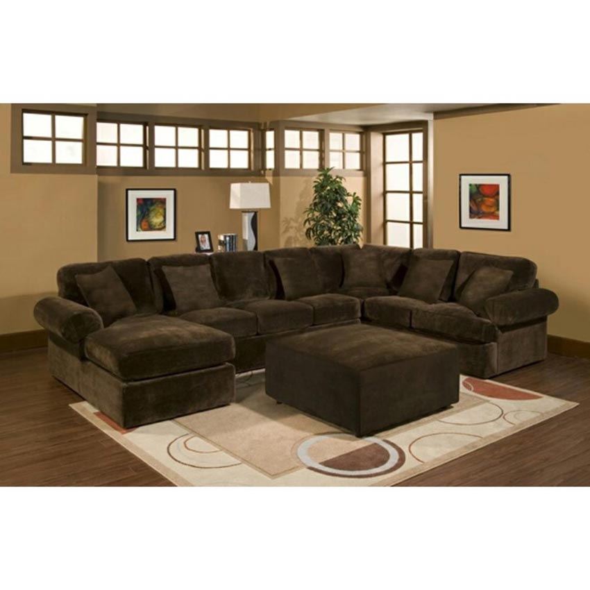 3 pc Sectional sofa with chocolate plush velour microfiber