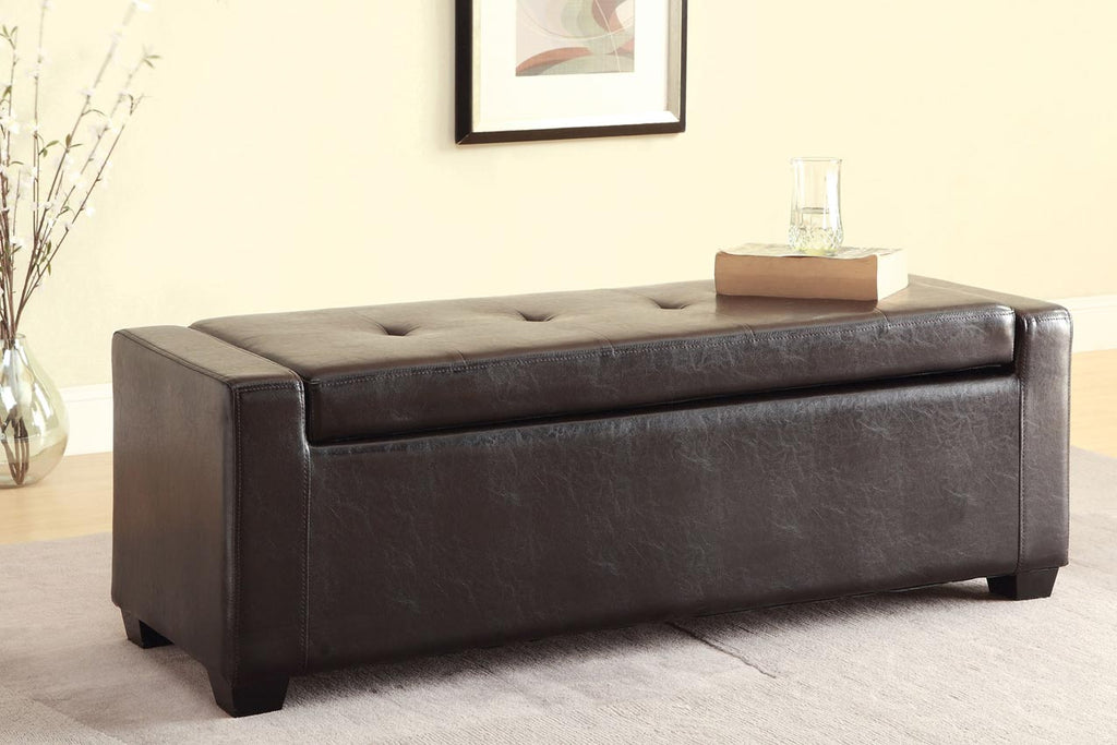 Faux Leather Storage Ottoman