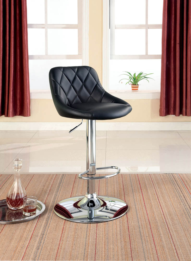 Black Adjustable Leatherette Bar Stool