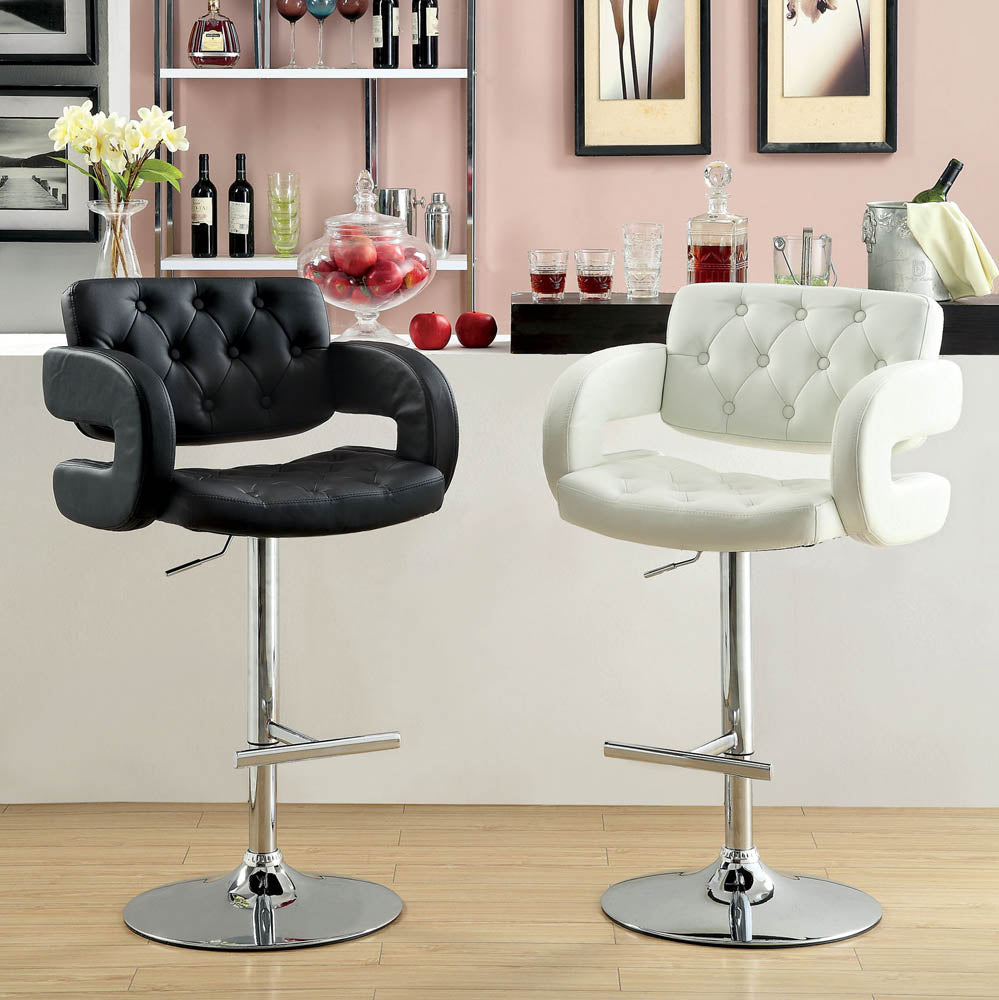 Black or White Swivel Barstool with Padded Armrests