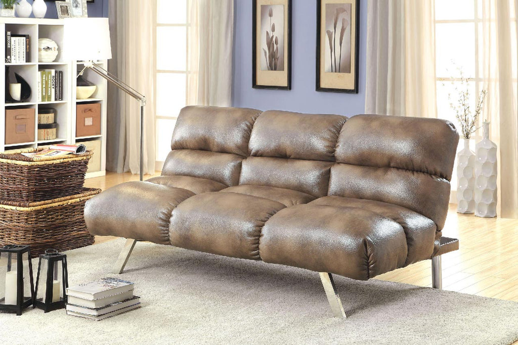 Tan Leatherette Futon