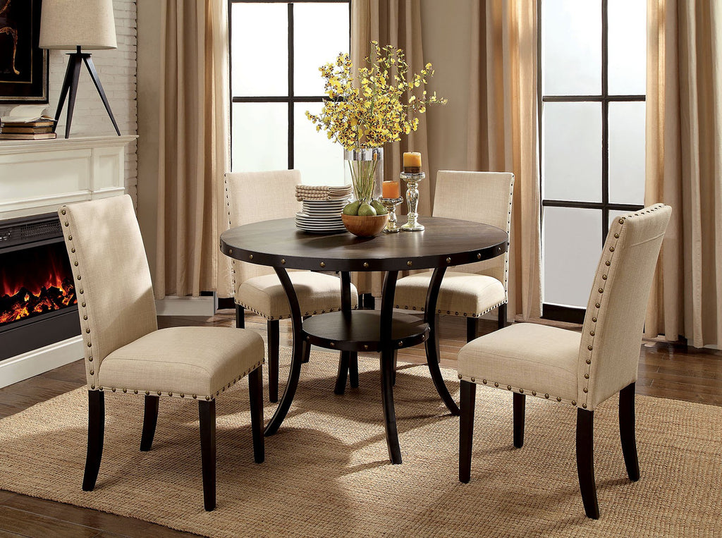 5 Pcs Light Walnut Finish Circle Dining