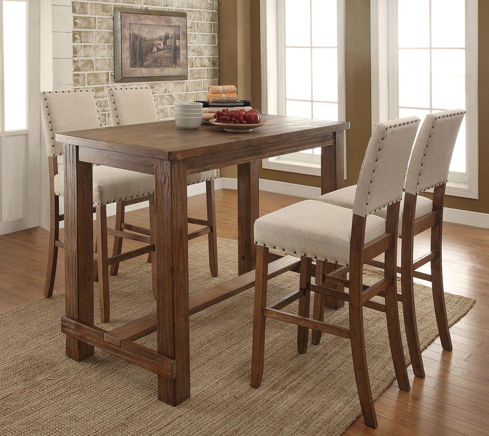 5 Pcs Contemporary Style Bar Height Table Set