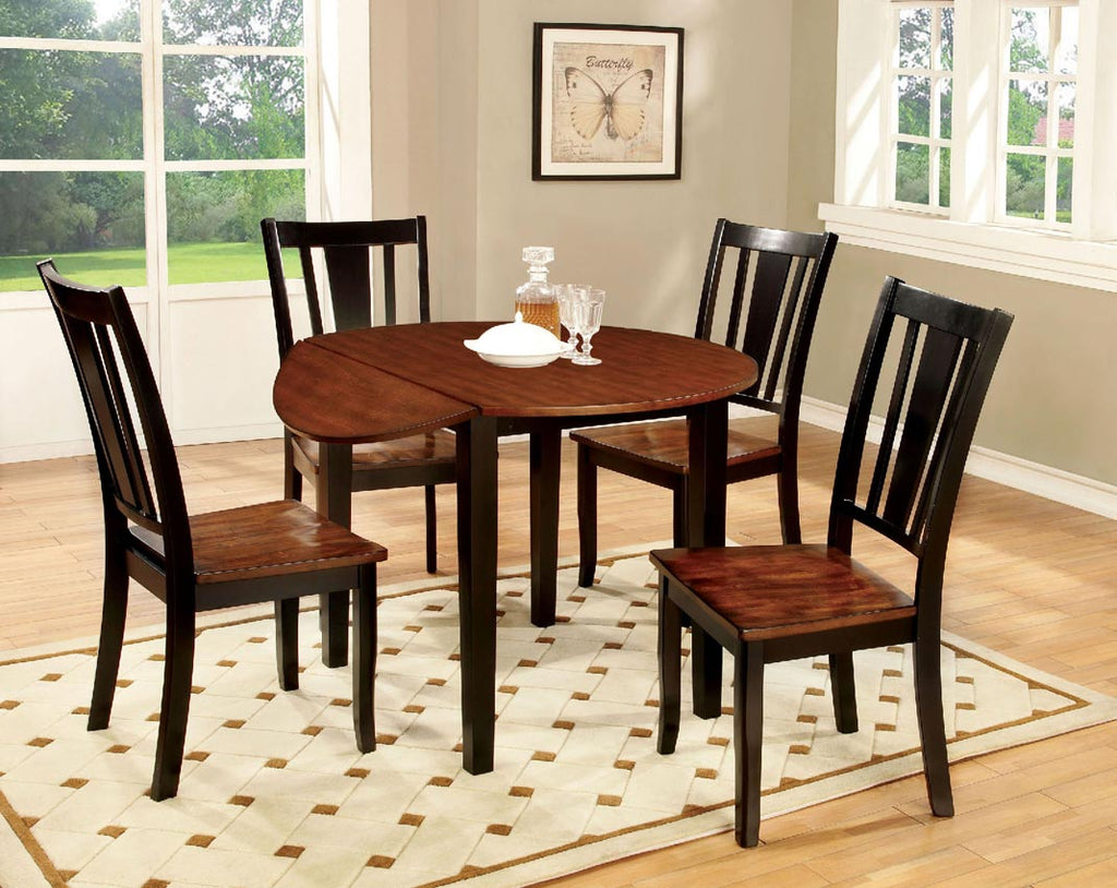 5 Pcs Round Table Set with Drop Leave