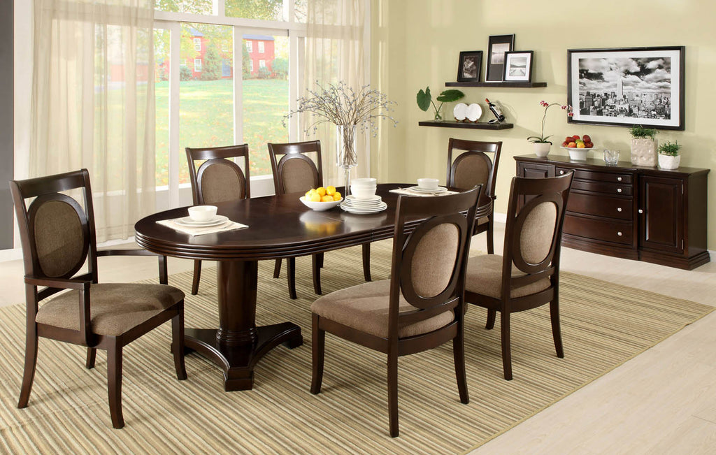 7 Piece Walnut Finish Contemporary Dinette Set