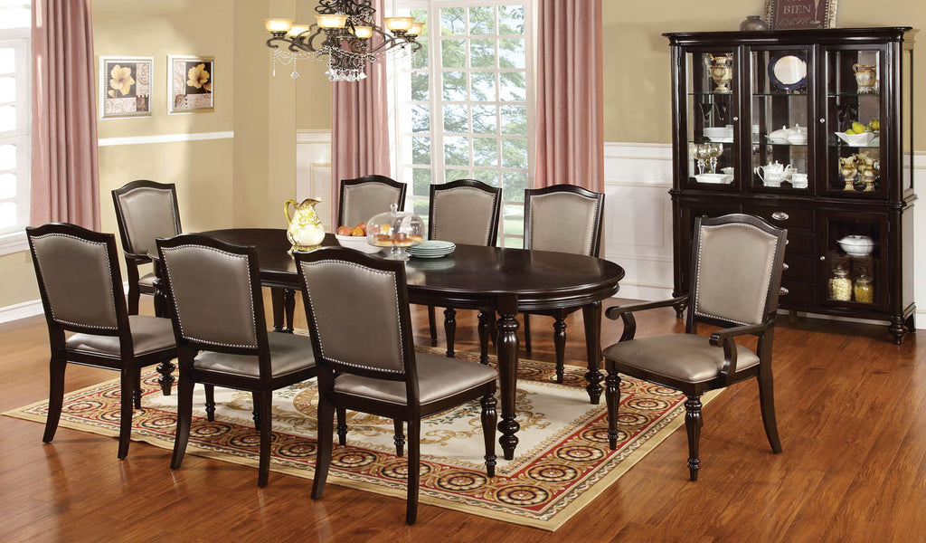 9 Piece Dark Walnut Contemporary Dinette Set