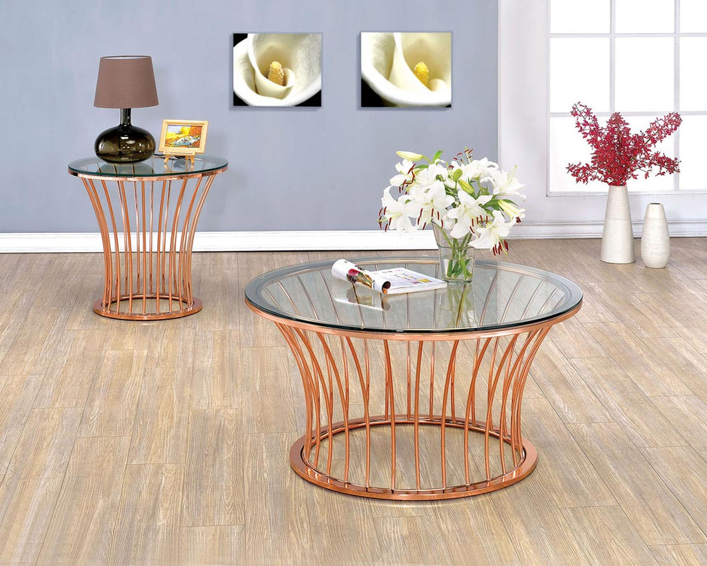 Rose Gold Metal Coffee Table