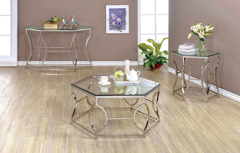 Chrome Metal and Glass Coffee Table