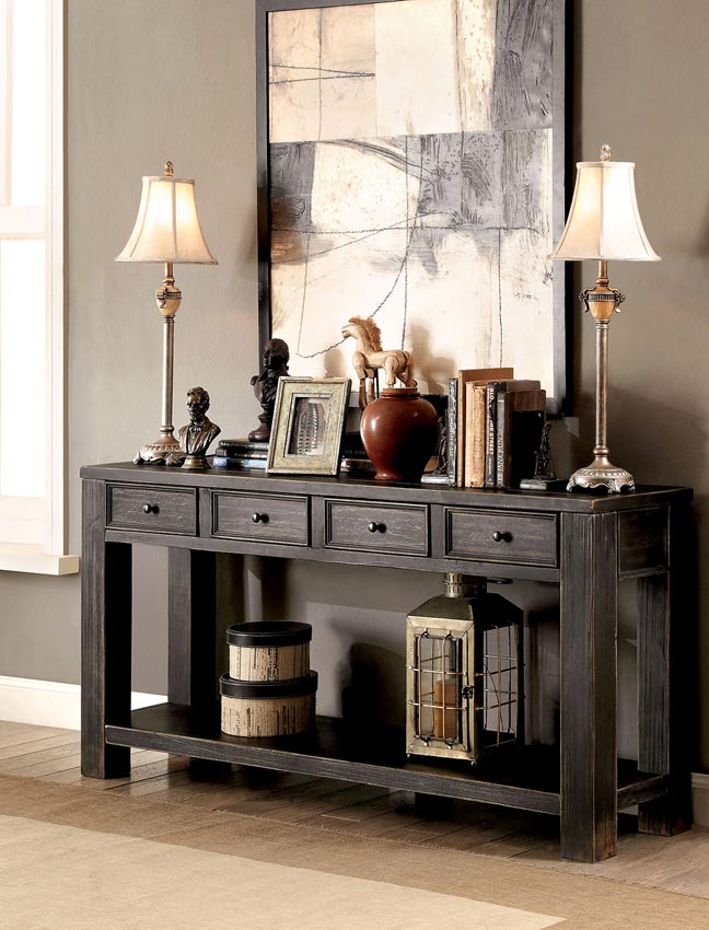 Antique Black Finish Sofa Table