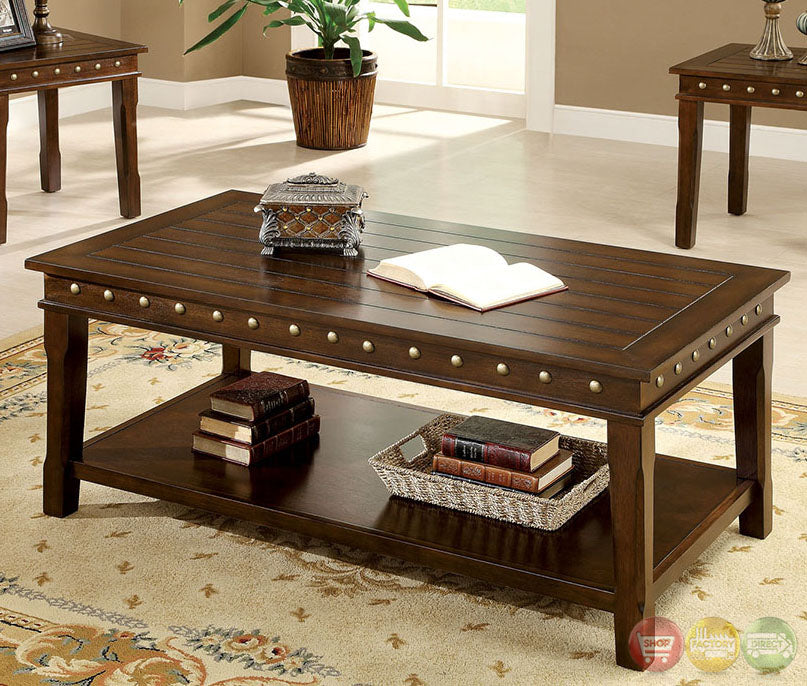3 Pcs Walnut Finish Coffee Table Set