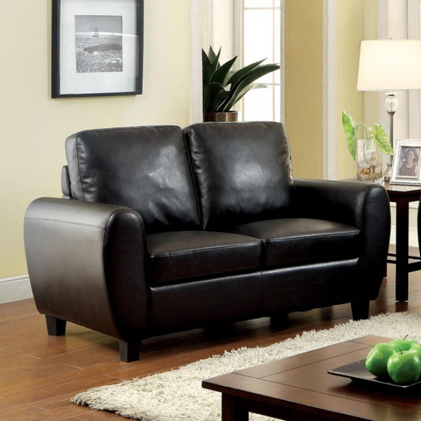 Black Leatherette Love Seat