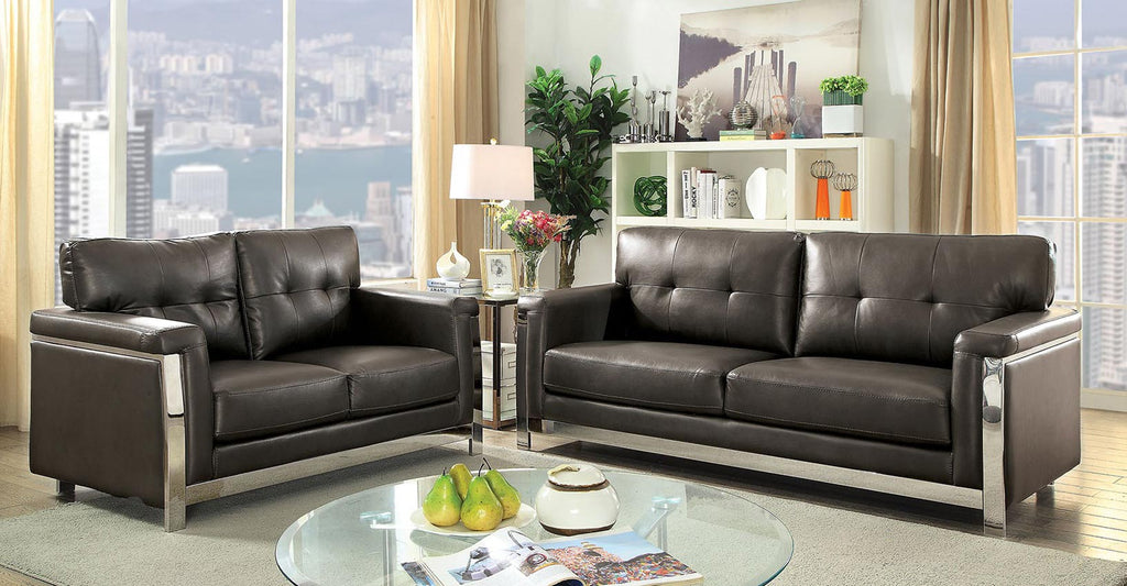 Nanette Black Sofa with Silver Trim