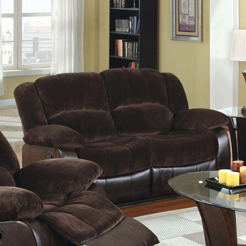 Champion Fabric and Leatherette Love Seat Recliner