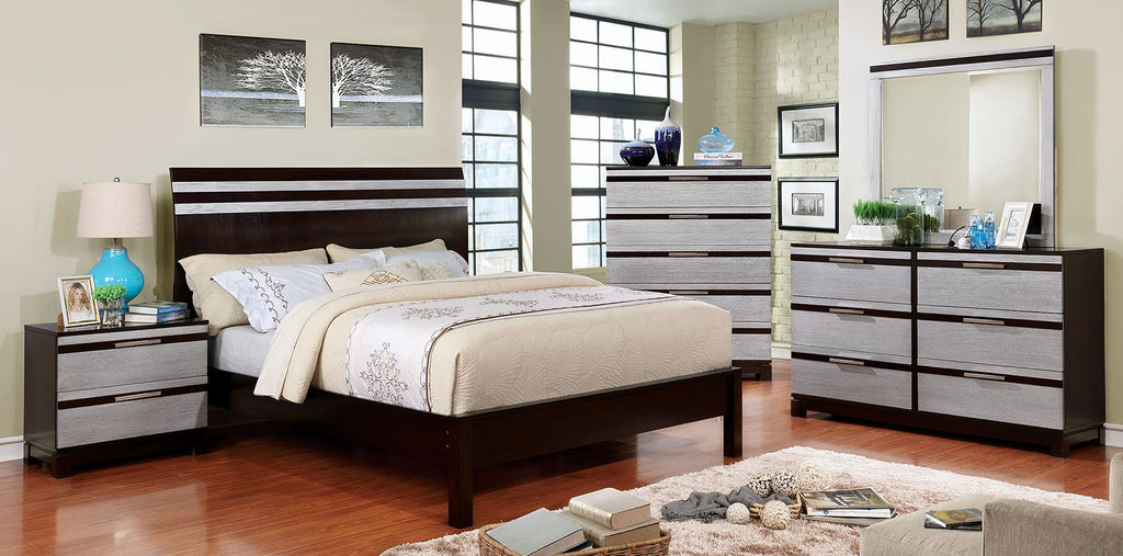 Silver and Espresso Finish Bed Frame