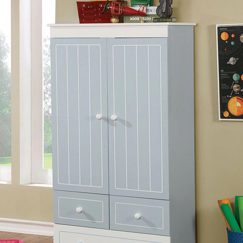 Blue & White Finish Deana Armoire