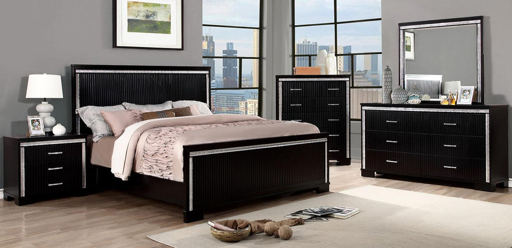 Contemporary Black Finish Bed Frame