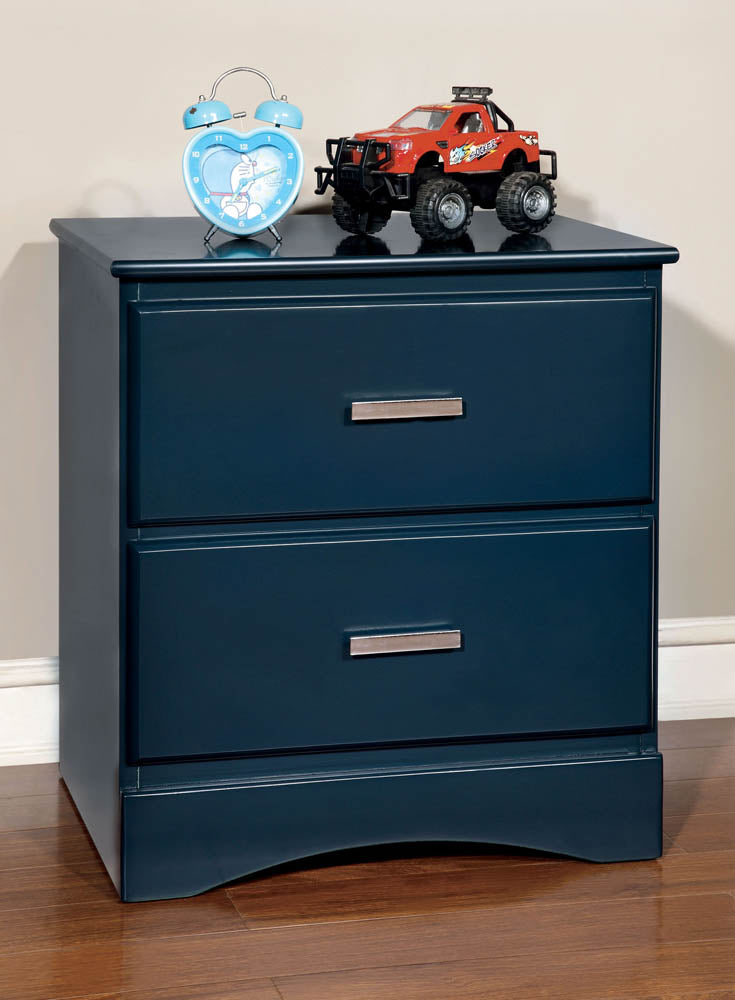 Blue Solid Wood Nightstand