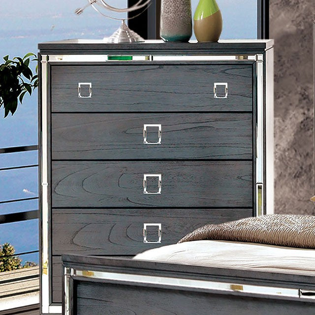 Grey with Mirrored Accents Strips Chest