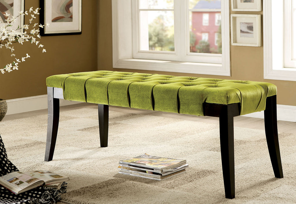 Contemporary Style Green Flannelette Padded and Button Tufted