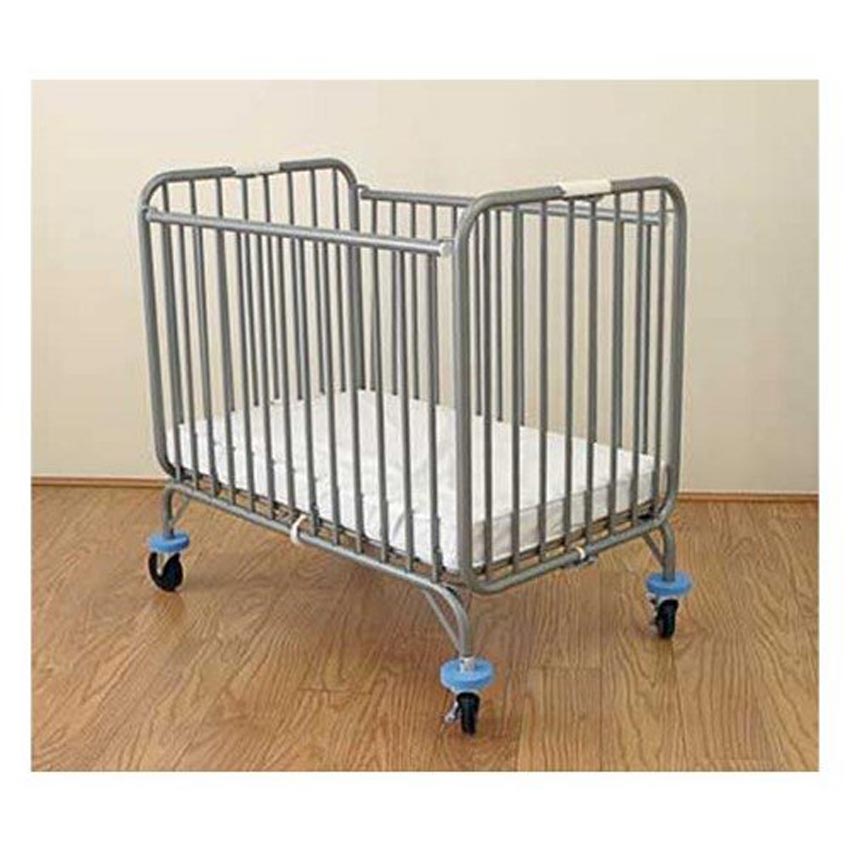 24" x 38" Gray Deluxe Holiday Folding Crib with 3" Fire Retardant Mattress