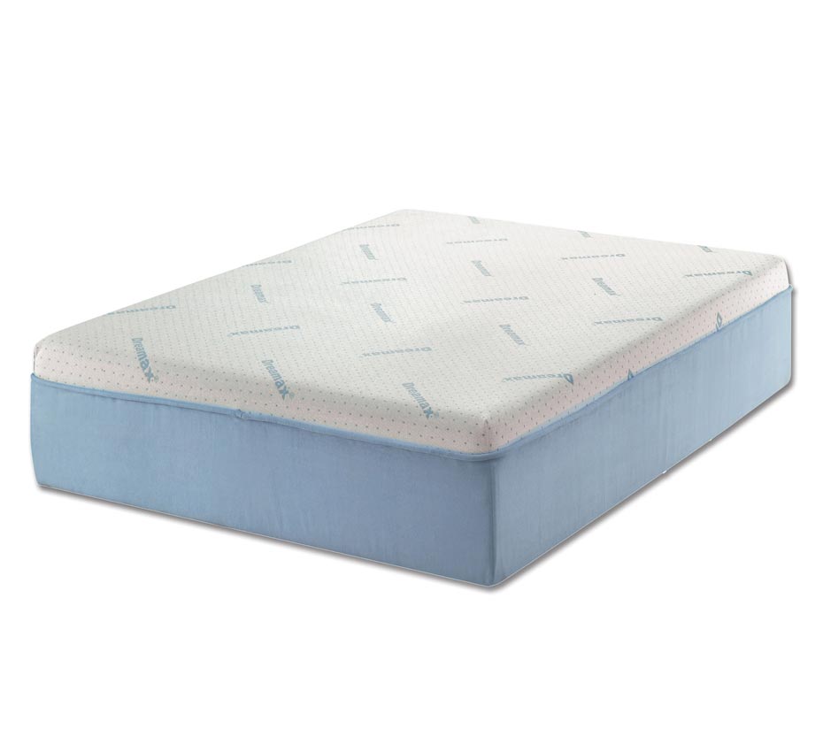 12" White and Blue Memory Foam Mattress with Marble Gel Visco Foam