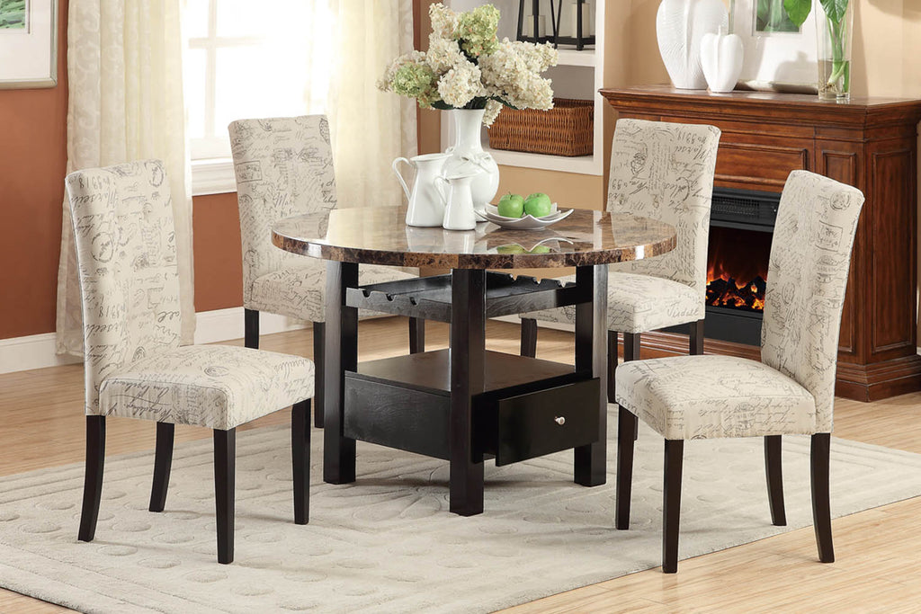 5 Piece Espresso Wood Finish Dinette Set