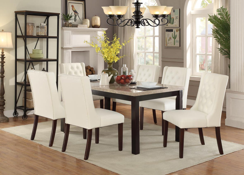 5 Pcs Rectangular Real Marble Dining Set