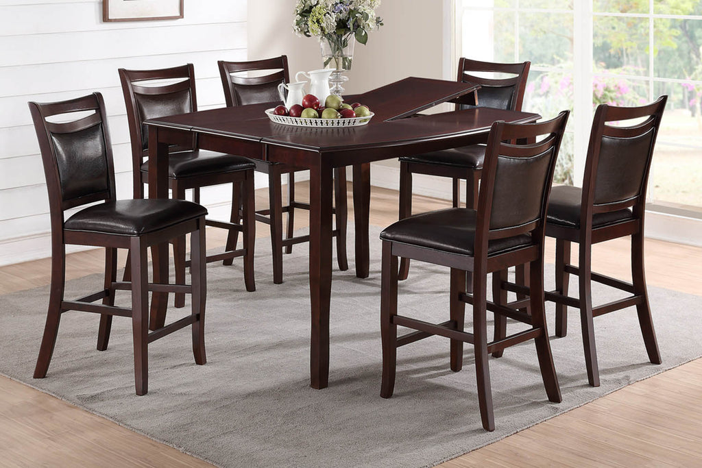 7 Piece Espresso Finish Top Dinette Set